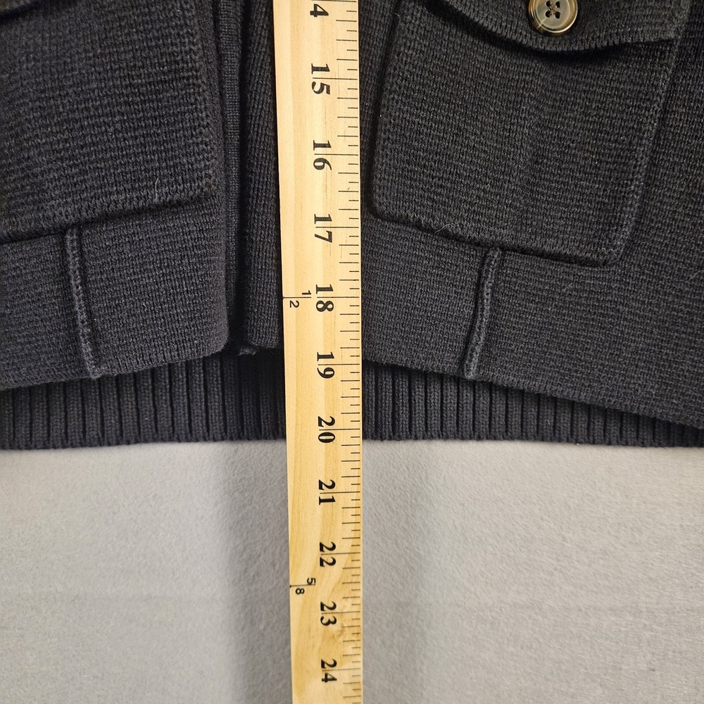 Lands‎ End Cardigan Blazer Ribbed Knit Button Front Black Medium Petite - Picture 8 of 13